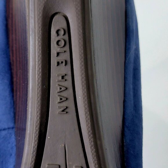 Cole Haan Leather Wedge Shoes Women 8.5 Blue Suede Loafer Slip On Cushioned 39 - Picture 13 of 16